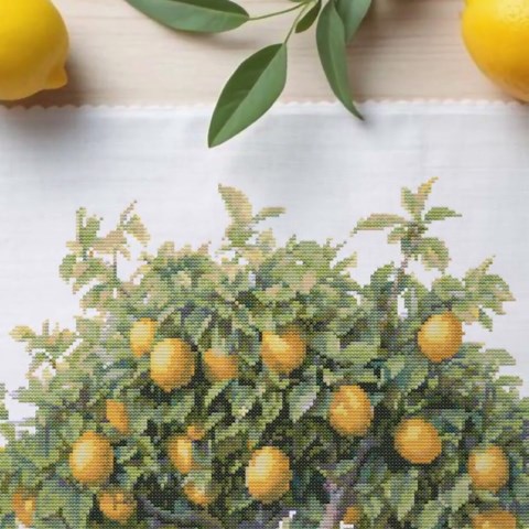 Lemon Tree Cross Stitch Pattern Citrus Fruit Tree Needlework Chart Botanical Embroidery Design PDF Instant Download