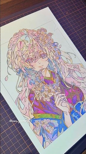 【３月無料ぬりえ配布】BOOTH▶︎https://monzaemon.booth.pmにて３月限定でこちらのイラストの塗り絵用線画を無料配布しています！ぜひ、遊んでみてね！#イラストメイキング