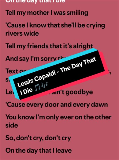 Lewis Capaldi - The Day That I Die 🎵🎶 #Music #Lyrics #Spotify #LewisCapaldi #TheDayThatIDie