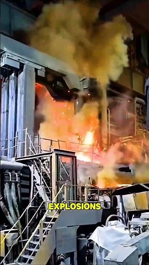 This how dangerous explosion from an electric arc furnace can look inside a steel plant.