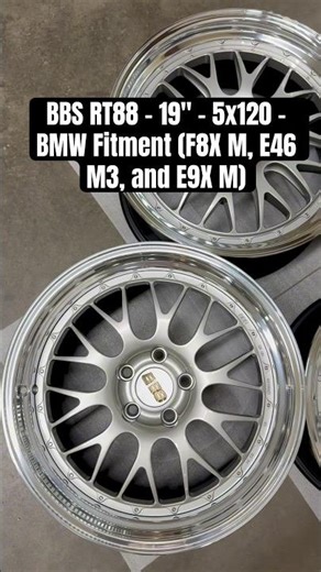 19” BBS RT88 in BMW Fitment, powder coated silver, titanium hardware, white/gold logos, and TPMS.