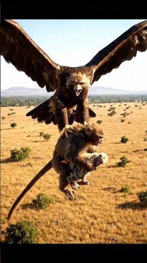 The eagle attacks the monkey when the young eagle is kidnapped. #monkey #shots #dongvat #eagles