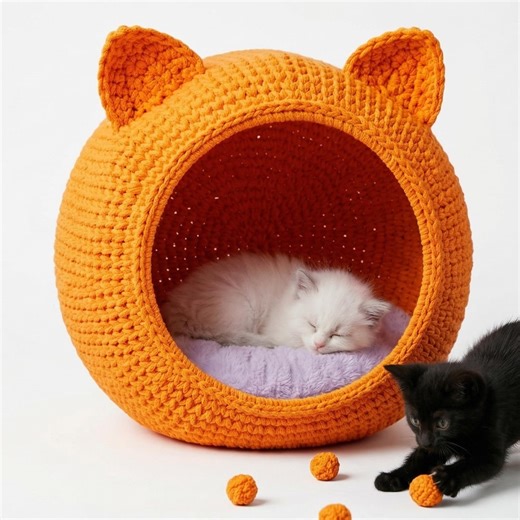 Crochet Cat House Pattern – Cozy Cat Cave Bed (PDF Download) - Etsy Canada
