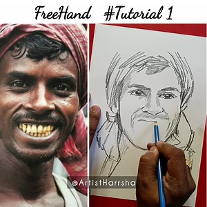 1.7M views · 45K reactions | Basics Of Portrait Drawing For Beginners #portraitdrawing #freehandart #Arttutorial #ArtistHarrsha | Dr.Harrsha Artist | Facebook