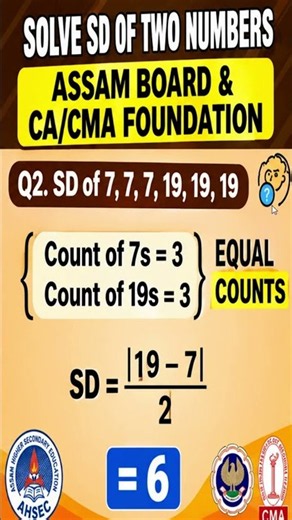 Standard Deviation SD of Two Numbers #shorts #shortvideo