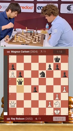 Don’t miss the final moments of the Round 9 battle between GM Ray Robson and GM Magnus Carlsen. This crucial win gives Magnus his second straight point as he rebuilds momentum after Round 7. #MagnusCarlsen #RayRobson #WorldRapid2025 #ChessHighlights #CarlsenComeback | Bisakol Chess Vlog