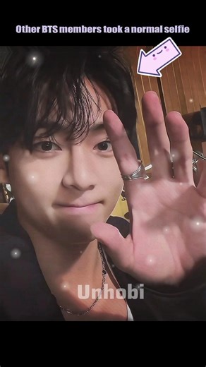 BTS members take selfies normally... meanwhile, Jungkook...#bts#jungkook#rm#jimin#jhope#suga#v#jin