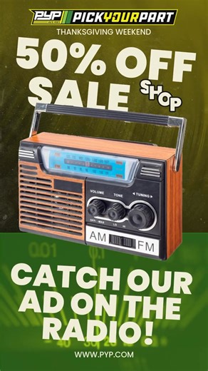 🚨 IT'S ON — the Thanksgiving Weekend Sale starts NOW! 🚗💥 🎧 You’ve heard the radio ad 🛠️ You’ve got your tools ready 🔥 Now it’s time to score 50% OFF all parts 📅 Friday through Sunday 📍 At every Pick Your Part location First come, best parts. Let’s make this a weekend to remember. 👂 Keep your ears open and gobble up the savings! #PickYourPart #ThanksgivingSale #AutoPartsDeals #GobbleUpSavings | Pick Your Part - Chattanooga