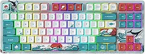 Womier M87 Hot Swappable TKL Mechanical Keyboard, Wireless Gaming Keyboard 87 Keys, RGB Backlit Custom Gateron Red Switch for Windows Mac PC Computer Laptop, Coral Sea Theme