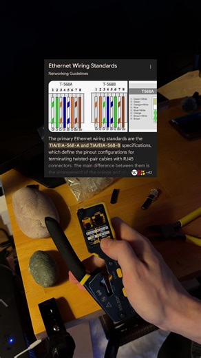 Ethernet cutting and re-wiring guide! I feel like a lot of people get intimidated by all the wires with ethernet cables, but it is fairly straightforward! This will be a big help for cable management and keeping a clean setup. #ethernet #homeserver #selfhosted #pcsetup