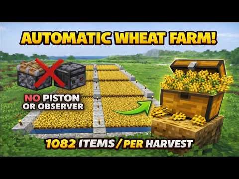 Easy To Build Automatic Wheat Farm | Without Pistons and Observers | Minecraft