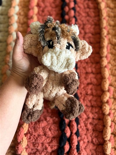 Chunky Knit Highland Cow Plush Pattern | Mini Hand Knit Stuffed Animal (digital Download) - Etsy