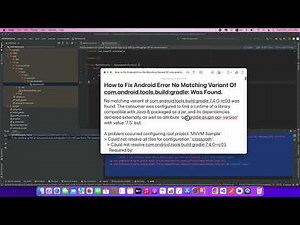 How to Fix Android Error No Matching Variant Of com android tools build gradle Was Found in latest