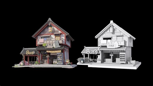 【3dmax教程】零基础学建模，3dmax基础入门游戏场景小商店模型制作