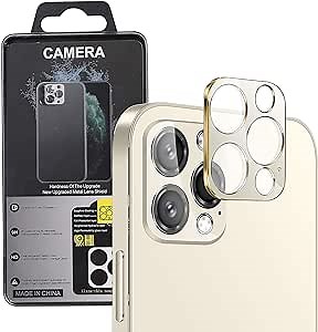 Camera Lens Protector Compatible with iPhone 12 Pro Max Camera Case Cover Metal Frame Tempered Glass 12 Pro Max Camera Protector,Gold