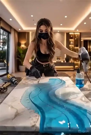 From Plain Marble to a Luxury Waterfall Wall Panel 😱 | Satisfying Interior Build #shorts