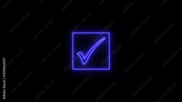 Check mark icon and tick mark icon animation.glowing neon check mark icon.