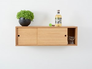 Floating Storage Cabinet With Sliding Doors Handmade in Solid White Oak - Etsy