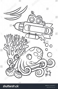 Underwater World Coloring Page Octopus Outline Stock Vector (Royalty Free) 2282290617 | Shutterstock