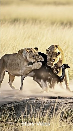 Lions Catch an Ostrich to Hunt | Fierce Jungle Predator Attack #animals #wildlife #lion