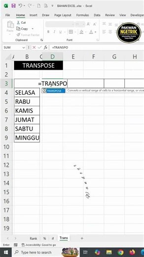 Cuma 1 Klik! Data Excel Langsung Berubah Arah 😱 #excel #tips