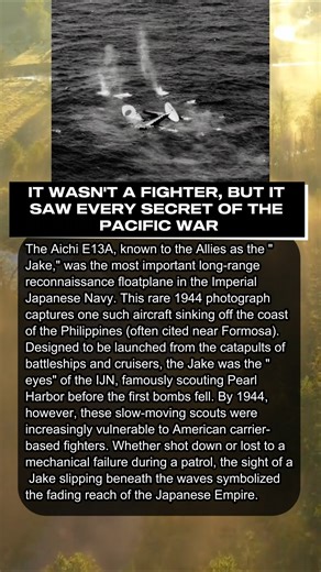 A Japanese Aichi E13A "Jake" sinks into the Pacific in 1944. 🌊⚓️ #AichiJake #WWIIHistory #PacificWar #AviationHistory #ImperialJapaneseNavy #MilitaryHistory #USAAF #WW2 | Gist of History