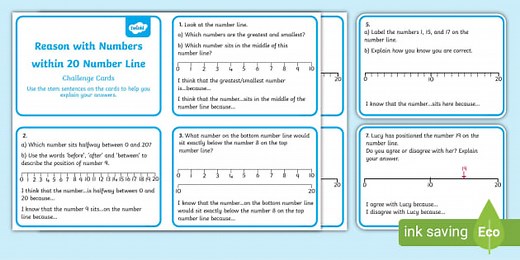 KS1 Reason with Numbers within 20 Number Line Challenge Cards