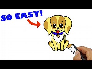 How to draw a dog sitting down step by step easy version | Easy Drawings