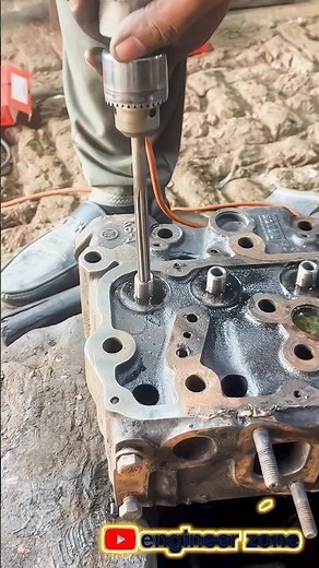 Engine Cylinder Head Valve Guide Reaming Process 🔧🔥 Perfect Valve Seat Machining #Shorts