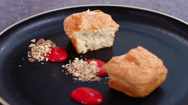 Raspberry purée and salted almonds for a modern dessert twist