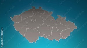czech Republic country map with zoom in Realistic Clouds Fly Through. camera zoom in sky effect on czech map. Background Suitable for Corporate Intros, Tourism, Presentations.