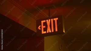 Professional video of exit emergency sign in 4K slow motion 60fps
