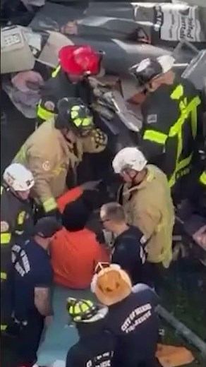 Worker Shares Emotional Hug With Rescuer After Surviving Crane Collapse #shorts