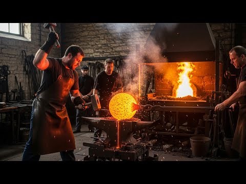 Forging Heavy Metal Ball to Make Sward | @crazyskills