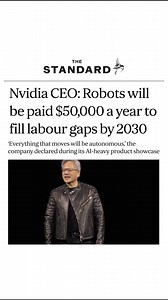 284K views · 1.9K reactions | By 2030, NVIDIA's CEO predicts robots could earn salaries—what about the workers they replace? If AI generates wealth without human labour, how do we ensure economic security? UBI as an AI dividend... is how we ensure all of humanity benefits from progress. | UBI Works | Facebook
