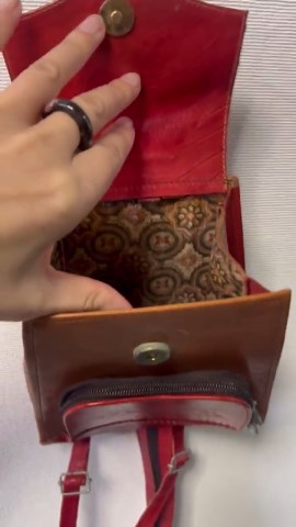 70s Real Leather Mini Backpack, Brown, Red Zip Handle Rucksack - Etsy