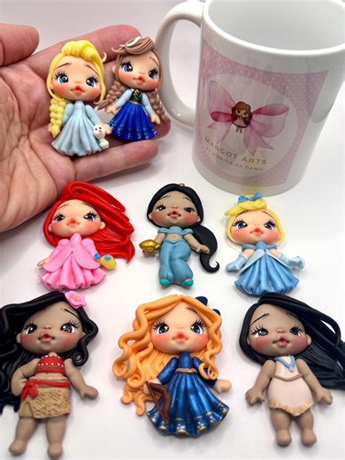 Princess Clay Dolls – Handmade Bow Center, DIY Craft Embellishment, Polymer Clay Charm, Doll for Hair Accessories & Gifts - Etsy