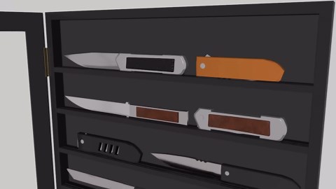 DisplayGifts Pocket Knife Display Case Stand Military Folding Knives Display Frame Shadow Box for Hunting Knives Collectibles with 98% UV Protection Lockable Black Finish