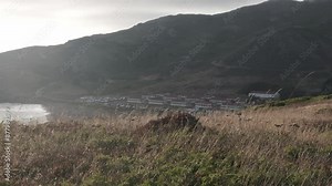Marin Headlands in Sausalito, California, showcasing sweeping views of rugged hills and the Pacific Ocean framed by lush greenery and coastal cliffs.