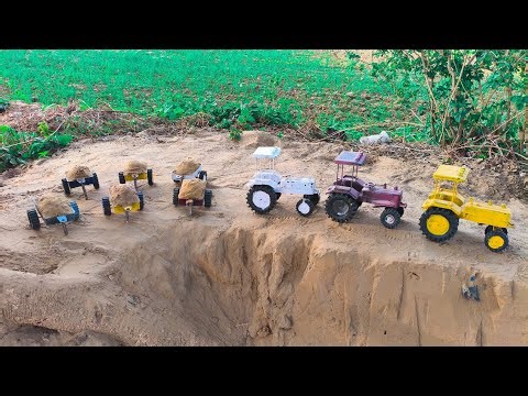 Loaded Trolleys Connected to Their Tractors | Kids Tractor Story”