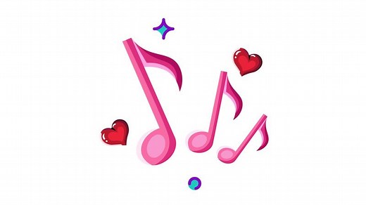 Animated Pink Musical Notes and Hearts A Celebration of Love and Music
