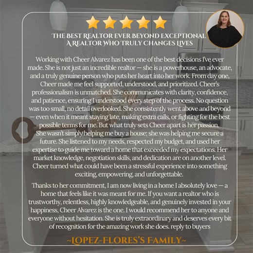 ✨ Client Love That Truly Inspires Me... I’m beyond grateful for the amazing words shared by one of my buyers. Helping individuals and families find the right home isn’t just a job it’s a commitment I take to HEART 🧡. Every story, every challenge, and every closing reminds me why I Love what I Do. Knowing I made a positive impact on someone’s homeownership journey is the Greatest Reward. 🏡 🙏To my clients Thank You for your Trust, your Openness, and the Opportunity to guide you through such an 
