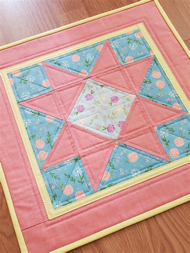 Handmade Quilted Pink Floral Spring Table Topper or Wall Hanging, 17.5" - Etsy