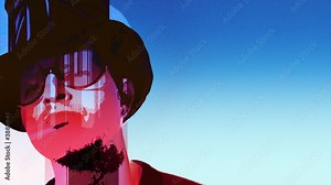 Eccentric, Bizarre, red white blue, Exoticism, kooky, screwy, Rebellion, Chaos, Punk, Dancing, Rocking, UK, English Culture, British Culture, Grunge, Film, Fashion Model, Men, Contemporary, Cool, Elegance, Fashion, Funky, Youth Culture, dude, Sunglasses, Blue, Attitude, Animation, Looking, Human Face, One Person, Staring, Male, Sparse