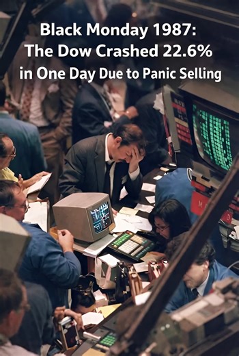 Alchetron.com on Instagram: "On October 19, 1987 Black Monday the Dow Jones plunged 22.6% in a single day, the largest single-day percentage drop in history, triggered by computerized panic selling that overwhelmed the markets and changed Wall Street forever. #BlackMonday #1987 #StockMarketCrash #DowJones #FinancialHistory #PanicSelling #WallStreet #MarketCrash #CircuitBreakers #StockMarket #Investing #History #Finance #Alchetron #viral Read : https://alchetron.com/Black-Monday-(1987)"