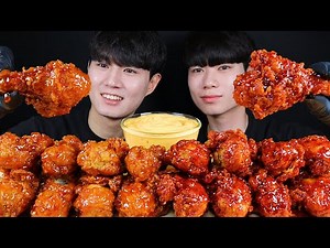뱀파이어 치킨 리얼사운드 먹방ASMR MUKBANG SPICY FRIED CHICKEN & SWEET CHICKEN スパイシーなチキン Gà ไก่ Ayam eating sounds