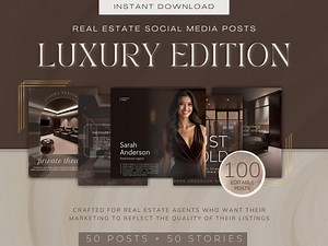 Luxury Real Estate Social Media Posts | Luxury Realtor IG Posts | Canva Luxury Realtor Posts | Aesthetic Realtor Social Media Posts - Etsy