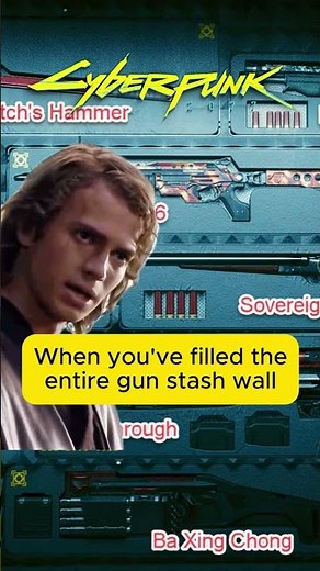 When you've filled the entire gun stash wall in Cyberpunk 2077 #cyberpunk2077 #iconicweapons #stash