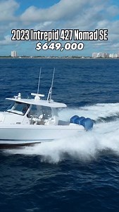 NEW LISTING | 2023 Intrepid 427 Nomad SE available from @Autographyachtgroup | Currently asking $649,000 The best-priced 427 Nomad on the market, this Intrepid 427 Nomad SE delivers unmatched space, performance, and versatility. Powered by triple Mercury 600 V12s (900 hrs) with Platinum warranty through 2031, she’s equipped with joystick piloting, integrated autopilot, Vetus bow thruster, Seakeeper 5, and a 6.5kW diesel generator. Highlights include dual Garmin 8622 displays, open-array radar, u