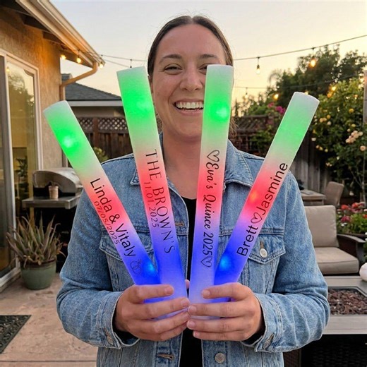 60 Personalized LED Foam Party Sticks | Quinceañera Glow Sticks | Custom Light-up Party Favors | Dance Floor Essentials Bulk LED Foam Wands - Etsy